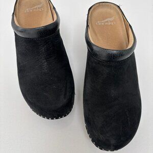 Dansko Black Leather Mule Clogs Womens EU 39 US 8.5 Balance Heel Comfort